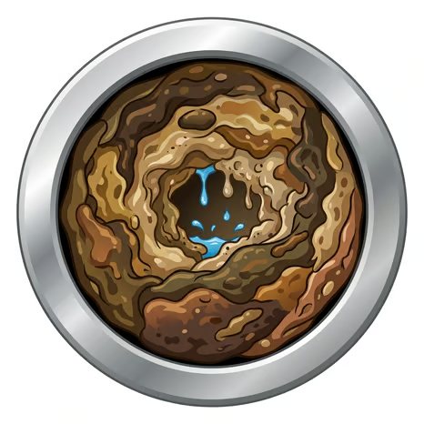 Cross-section of a pipe almost fully blocked by build-up